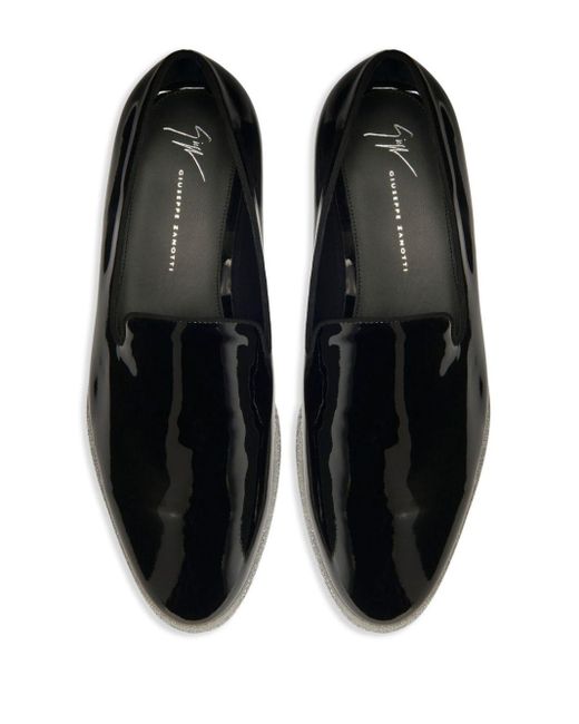 Giuseppe Zanotti Black Vilbert Patent-finish Leather Loafers for men