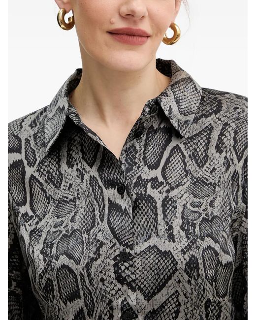 Guess Gray Snake-Print Button Shirt
