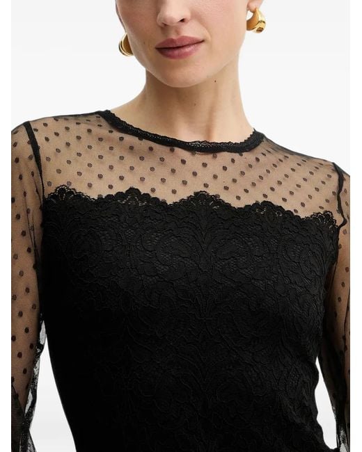Morgan Black Polka-Dot Lace Top