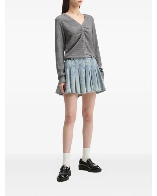 B+ AB Gray Ribbed Buttoned Cardigan