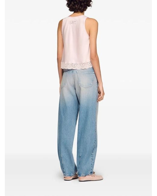 Sandro Blue Faded Barrel Jeans