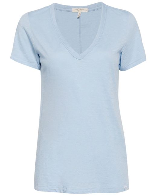 Rag & Bone Blue V-neck Organic Cotton T-shirt