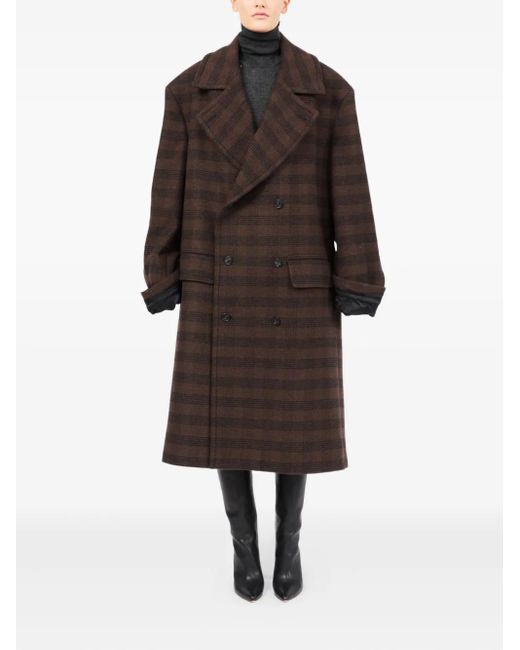 MM6 by Maison Martin Margiela Brown Checked Double-Breasted Coat