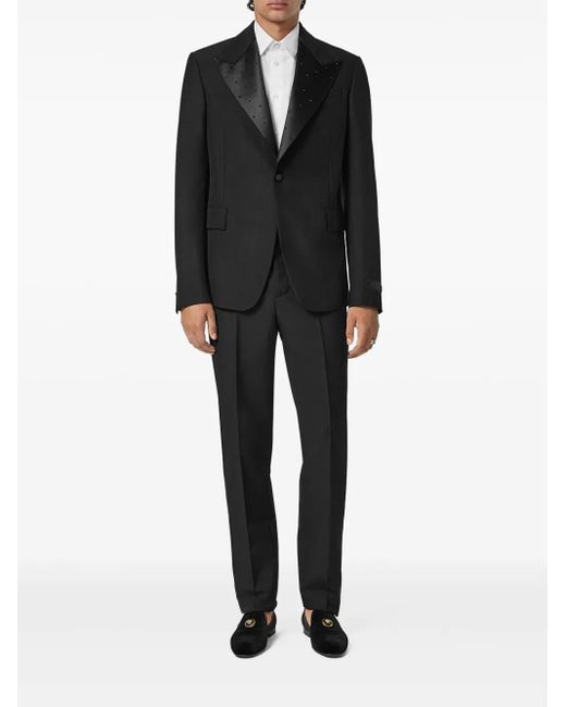 Versace Black Satin-Trim Single-Breasted Blazer for men