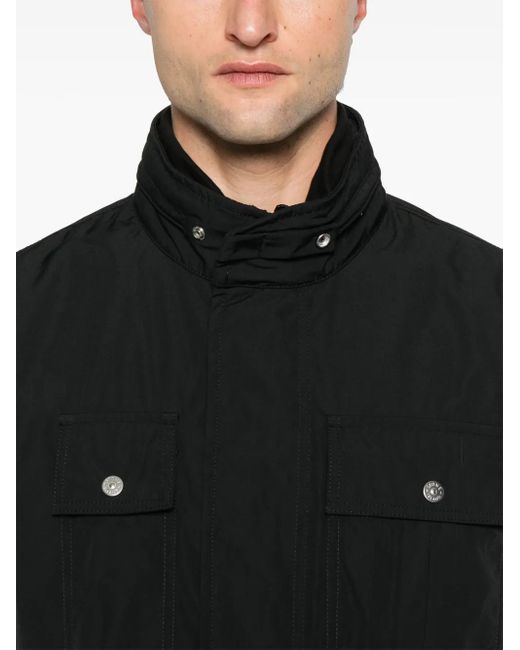 Stone Island Black Field Jacket With Concealed Fastenings And Modern Silhouette for men
