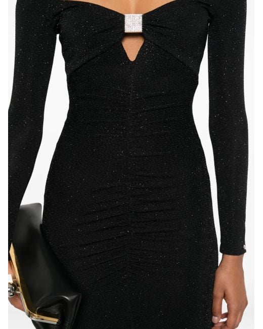 Nissa Black Glittered Maxi Dress