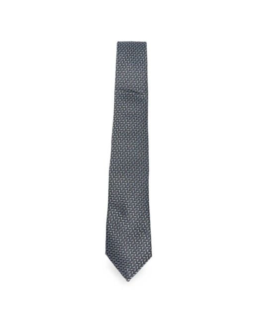 Giorgio Armani White Chevron-Patterned Silk Tie for men