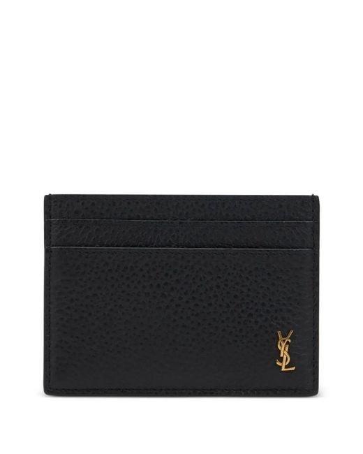 Saint Laurent Black Cassandre Leather Cardholder for men