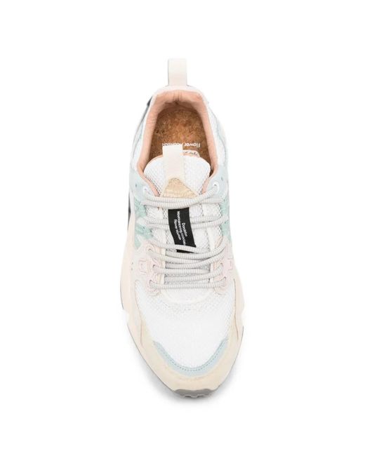 Flower Mountain White Perforated Panelled Sneakers