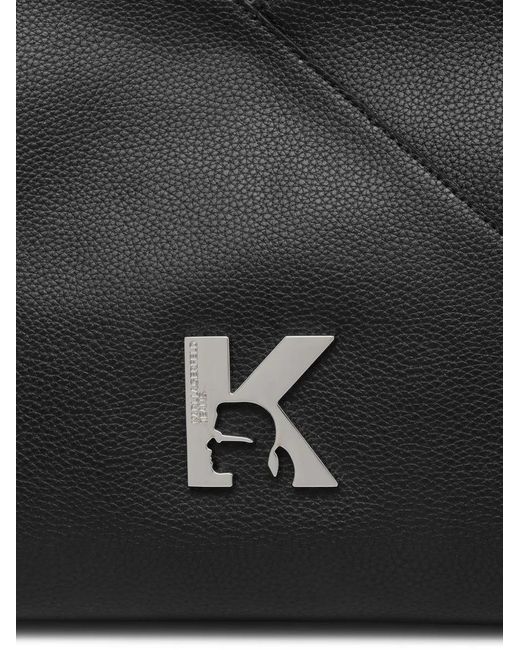 Karl Lagerfeld Black Logo-Plaque Pebbled-Texture Tote Bag
