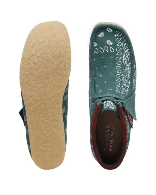 Clarks Blue Wallabee Bandana-Print Desert Boots for men