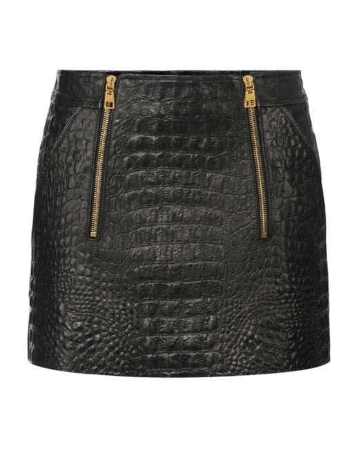 Minigonna Con Effetto Coccodrillo di Elisabetta Franchi in Black