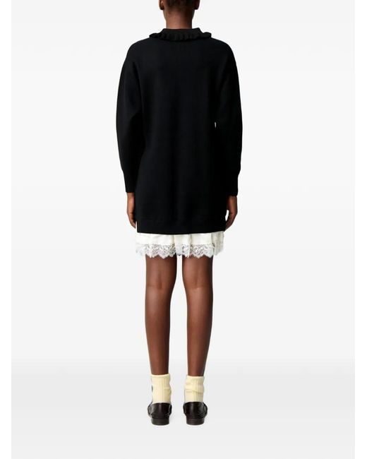 Claudie Pierlot Black Satin And Lace Jumper Dress
