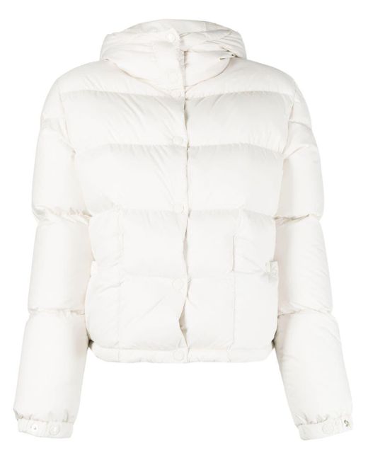 Moncler Ebre Quilted Hooded Jacket in het White