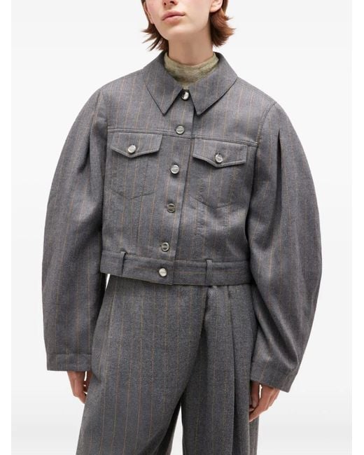 Ganni Gray Pinstripe Jacket