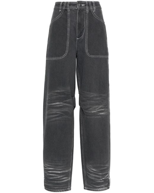 CANNARI CONCEPT Gray Halbhohe Wide-Leg-Jeans
