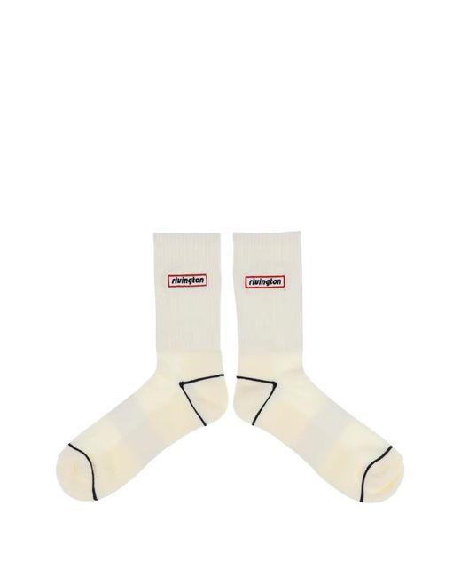 RRR123 Natural Logo-Patch Ribbed-Knit Socks for men