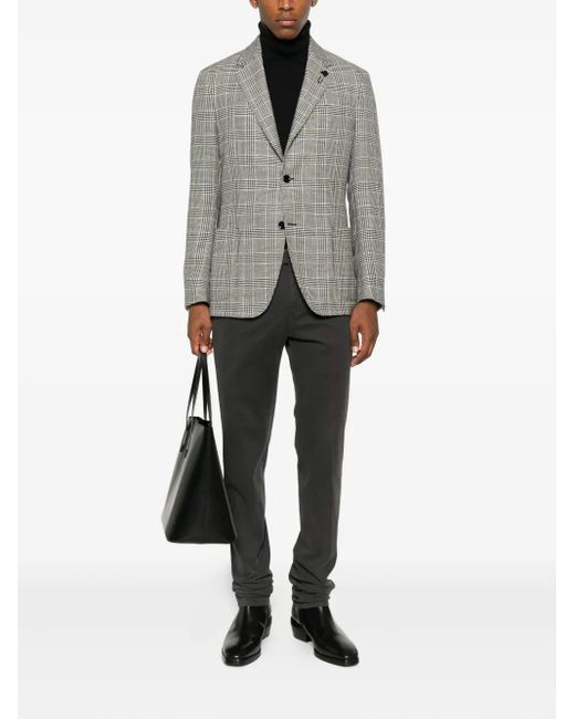 Lardini Gray Checked Two-Button Blazer for men