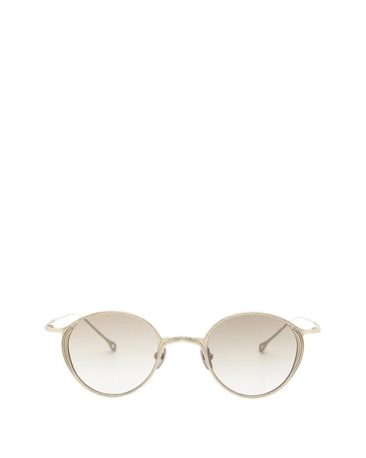 Rigards White Round-Frame Textured-Finish Sunglasses