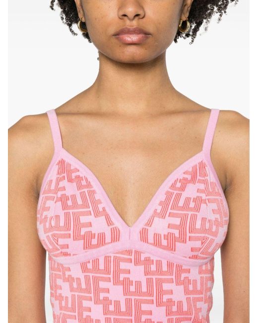 Essentiel Antwerp Pink Fico Patterned-jacquard Knitted Top