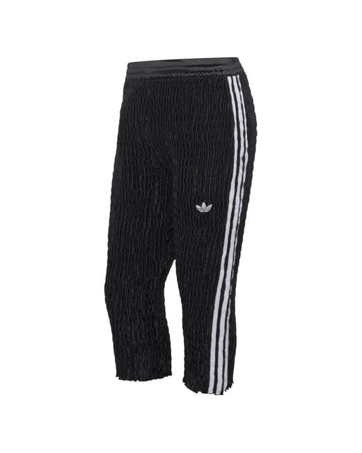 Adidas Black Pantalon Froncé Capri À Rayures Latérales