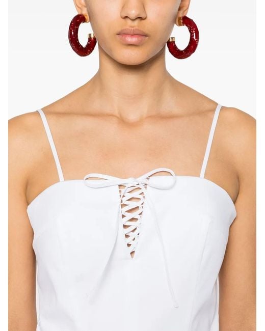 FEDERICA TOSI White Lace-Up Corset Top