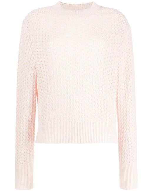 Fabiana Filippi White Crew-Neck Pointelle-Knit Jumper