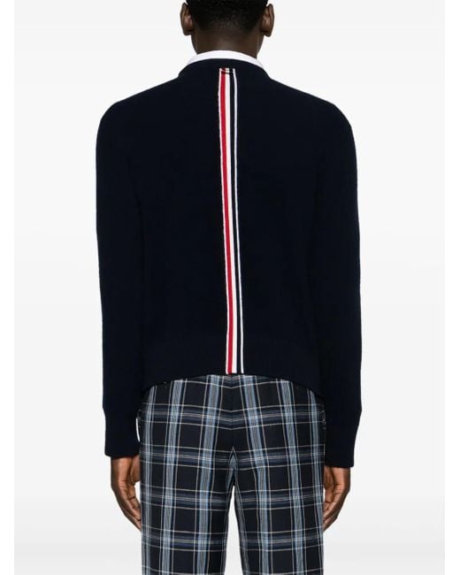 Thom Browne Blue Wool Logo Sweater for men