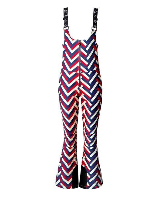 Perfect Moment Red Chevron-Pattern Zip-Up One-Piece
