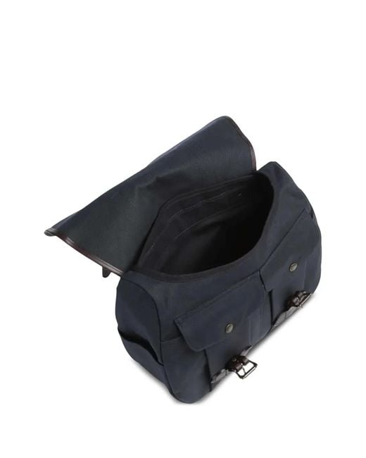 Filson Black Medium Buckled Twill Shoulder Bag for men