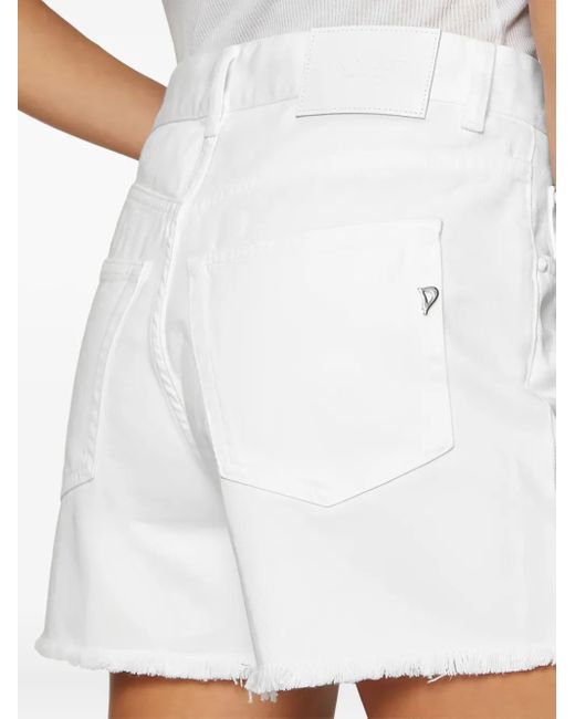 Dondup White Frayed Buttoned-Up Shorts