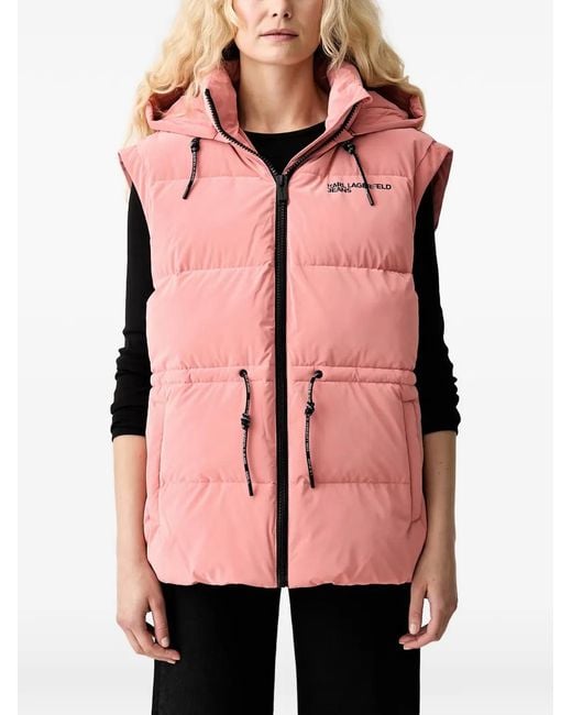 Karl Lagerfeld Pink Padded Hooded Gilet