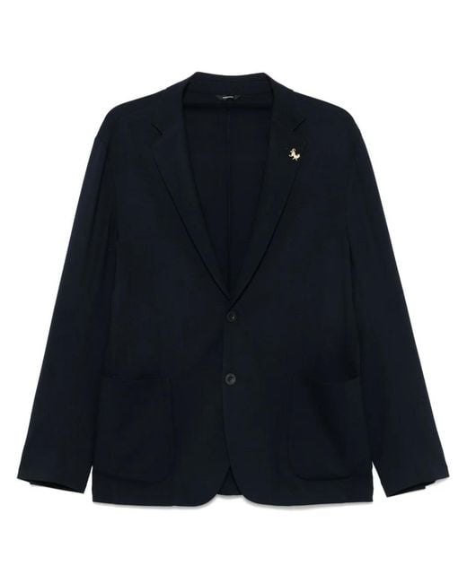 Tombolini Blue Brooch-Detail Blazer for men