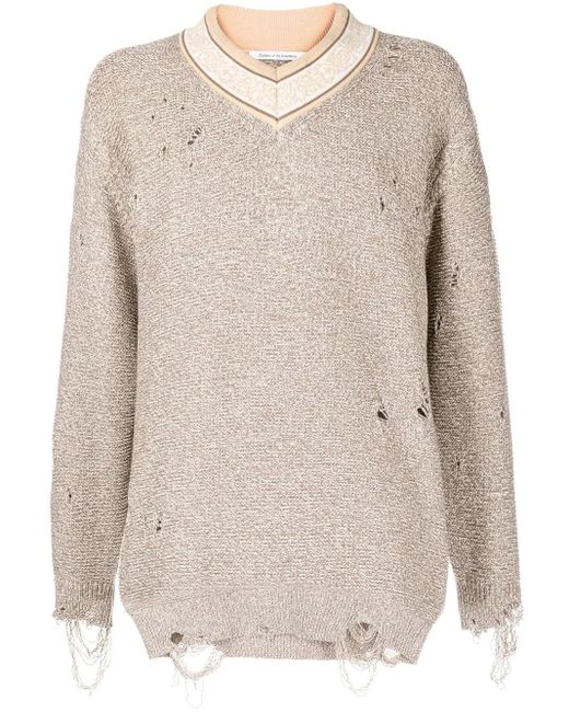 Children of the discordance Natural 5G Distressed V-Neck Jumper for men