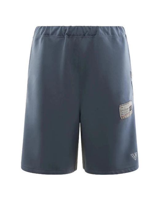 Maison Mihara Yasuhiro Blue Logo-Patch Panelled Shorts for men