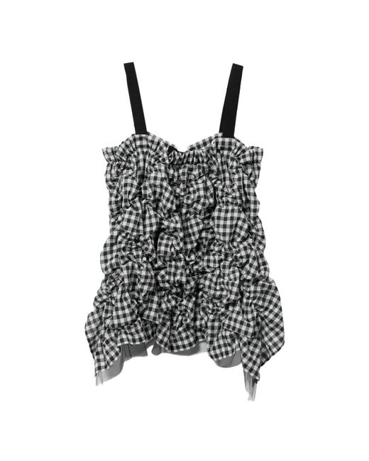 Tao Comme Des Garçons Black Gingham Ruffled Top