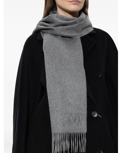 Max Mara Gray Wsdalia Embroidered Scarf