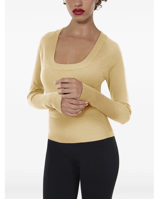 Wolford Natural Ribbed-Knit Long-Sleeve Sweater