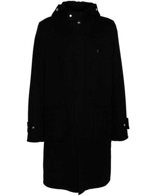 Givenchy Black Hooded Single-breasted Coat for men