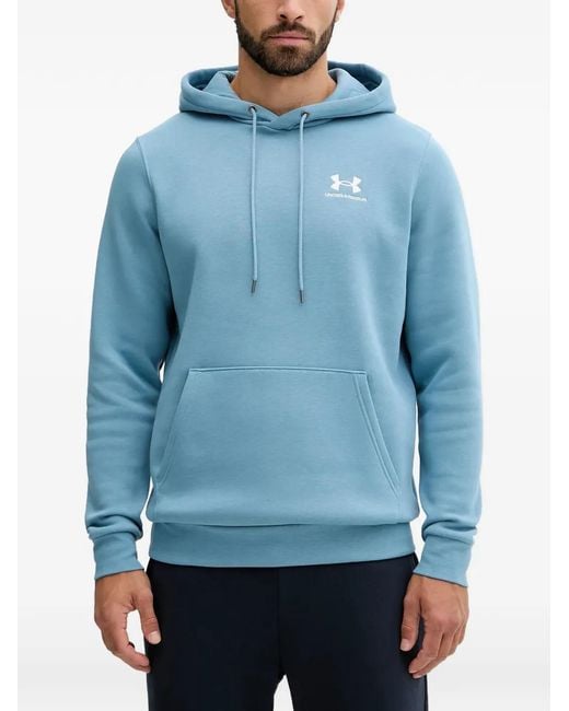Under Armour Blue Logo-Embroidered Drawstring Hoodie for men