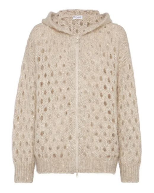 Brunello Cucinelli Vest Met Capuchon En Gaten in het Natural
