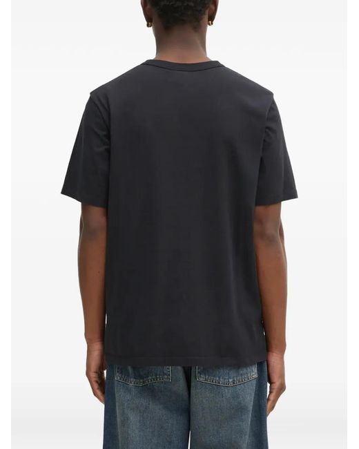 Café Kitsuné Black Logo-Print T-Shirt for men