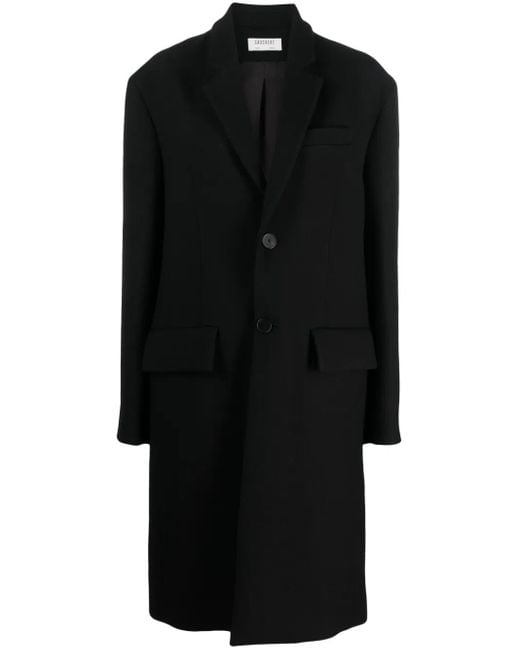 Gauchère Black Single-Breasted Wool-Silk Blend Coat