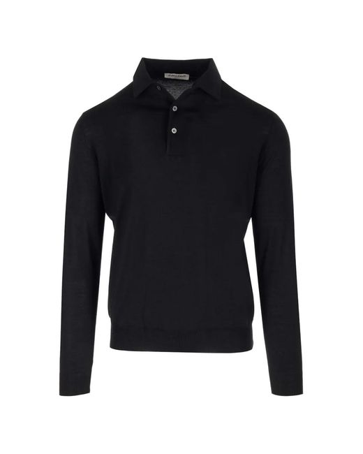 Al Duca D'aosta Blue Long-Sleeve Knitted Polo Shirt for men