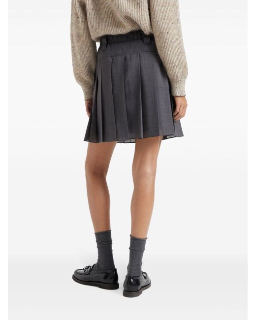 Brunello Cucinelli Gray Pleated Mini Skirt