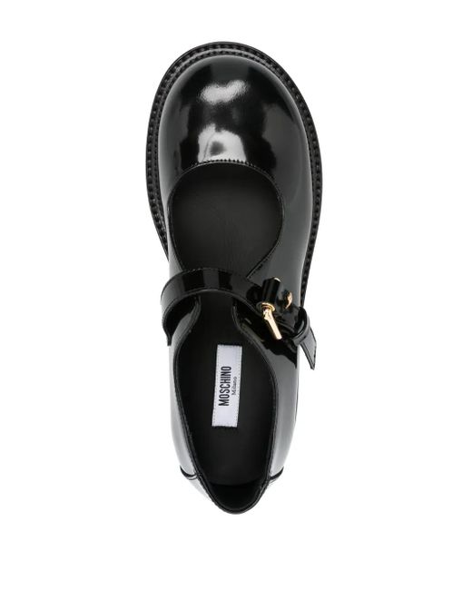 Moschino Black Leather Mary Jane Flats