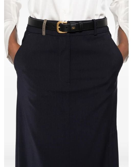 Peserico Black Tailored Wool Maxi Skirt