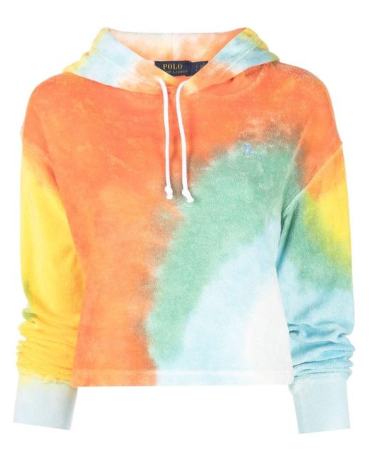Polo Ralph Lauren Cotton Tiedye Detail Hoodie in Orange Lyst