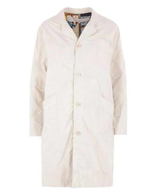 Comme des Garçons White Notched-Collar Trench Coat