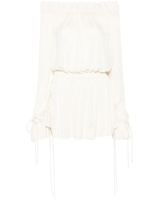 Saint Laurent White Off-Shoulder Mini Dress